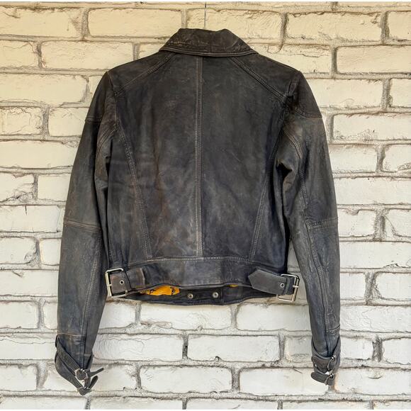 FREE PEOPLE Avis Distressed Lamb Leather Moto Jacket NWT S Small $498 - Picture 8 of 11